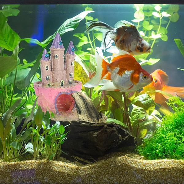 POPETPOP Heart Castle Aquarium Decorations for Fish Tanks Cichlids Hideout House Pink Gift for Girls - Image 8