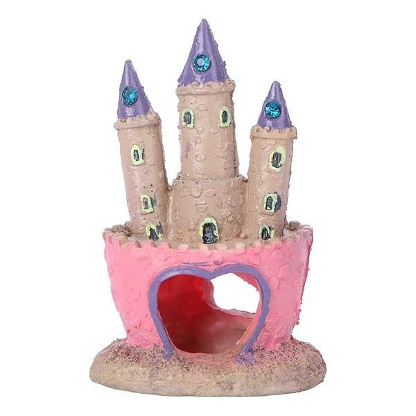 POPETPOP POPETPOP Heart Castle Aquarium Decorations for Fish Tanks Cichlids Hideout House Pink Gift for Girls