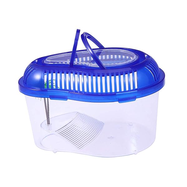 POPETPOP POPETPOP Reptile Carrier: Ideal Small Turtle Tank & Habitat with Cover, Handle & Basking Area for Mini Pets