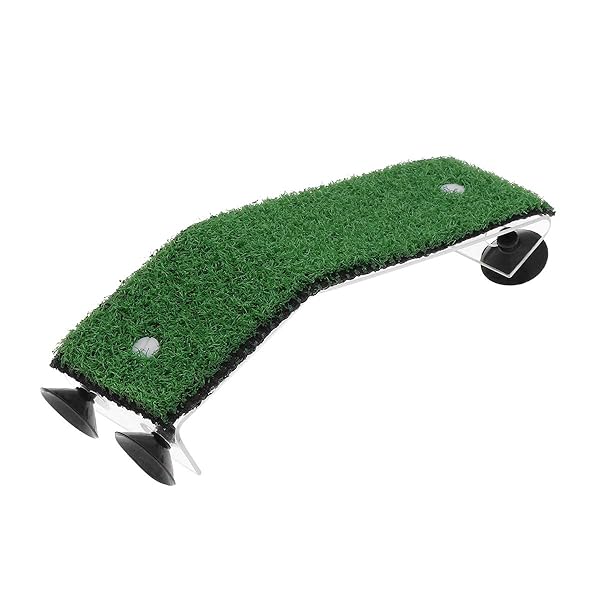 POPETPOP Turtle Ramp & Basking Platform - Lifelike Grass Ladder for Aquarium Tortoises (Small)