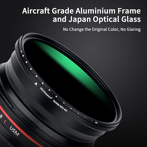 PROfezzion 58mm Variable ND Filter Ultra Slim ND2 to ND400 for Canon EOS Rebel T7 T6 T8i 90D 80D with 58mm Lenses - Image 5