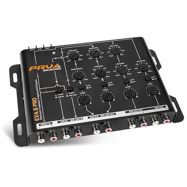 PRV AUDIO PRV AUDIO EX4.6 PRO 4 Way 3 Way Electronic Crossover 9 Volts 4 in 6 Out RCA Channels Car Audio Sound Processor