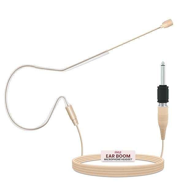 Buy PYLE-PRO PMEM1 Over Ear Boom Microphone Headset - Omnidirectional Wired Mic with 3.5mm Adapter & Windscreen (Beige)