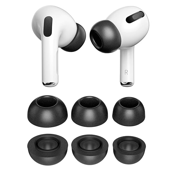 PZOZ Replacement Ear Tips for Apple AirPods Pro 3 Pairs Memory Foam Noise Reducing Eartips Compatible with Charging Case SML Black