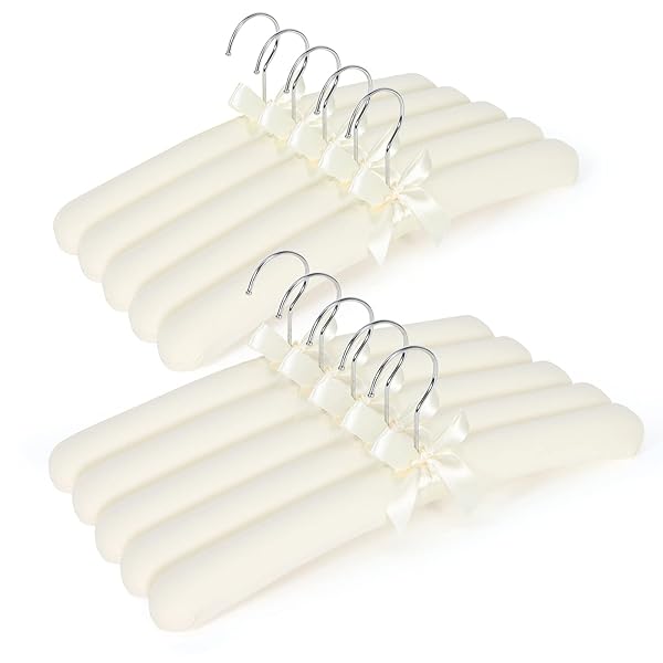 Padded Clothing Hangers - Premium Fabric Hangers for Coat, Sweater, Wedding Dress, Bride, Closet - Upgraded Heavy Duty Sweater Clothes Hanger - Pack