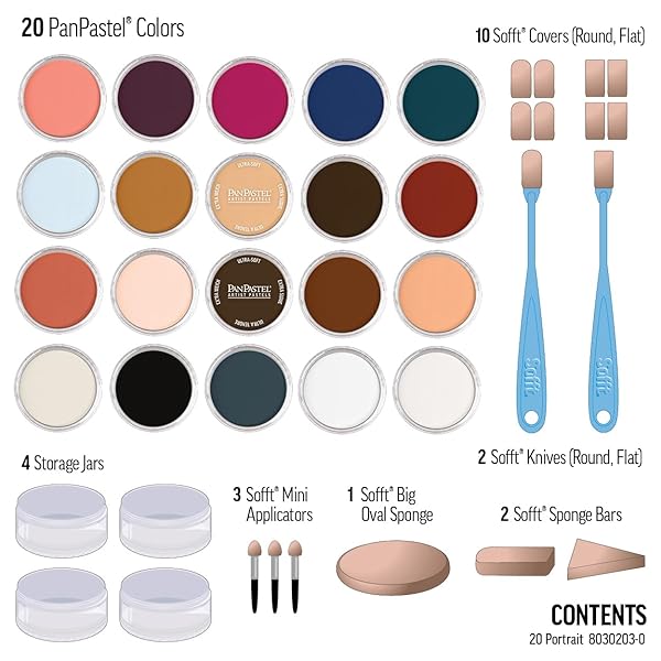 PanPastel Artist Pastels by GOLDEN Portrait Set 20 Color Professional Artist Pastels Unique Pan Format for Easy Blending and Application - Image 2