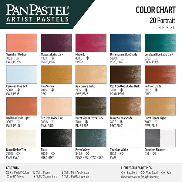 PanPastel Artist Pastels by GOLDEN Portrait Set 20 Color Professional Artist Pastels Unique Pan Format for Easy Blending and Application - Image 3