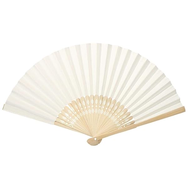 Beige Paper Hand Fan - Foldable Handheld Fan for Weddings, Festivals & Parties | Elegant Decoration - Image 2