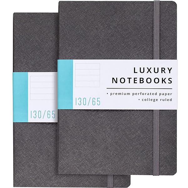 Papercode Lined Journal Notebooks (2 Pack) - Luxury Soft Cover Executive Journals for Work, Travel & College - 130 Pages Gray