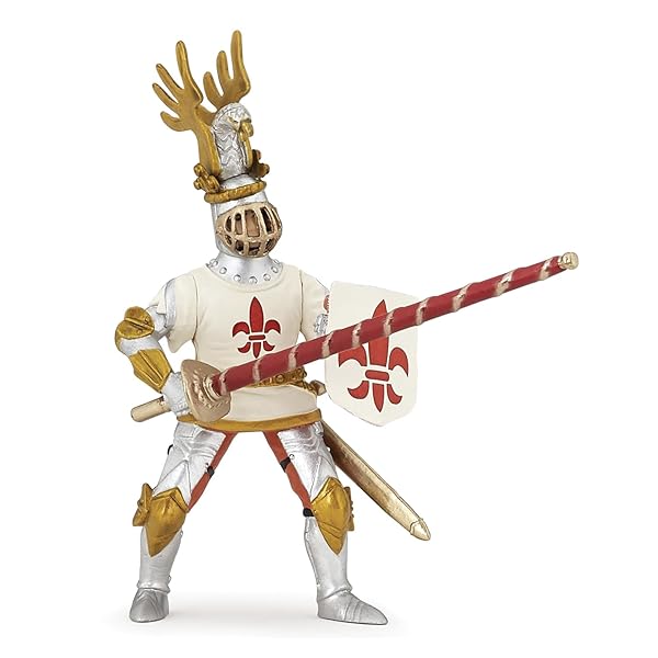 Papo Hand Painted Medieval Fantasy White Knight Fleur de Lys Collectible Figurine for Children Ages 3 and Up