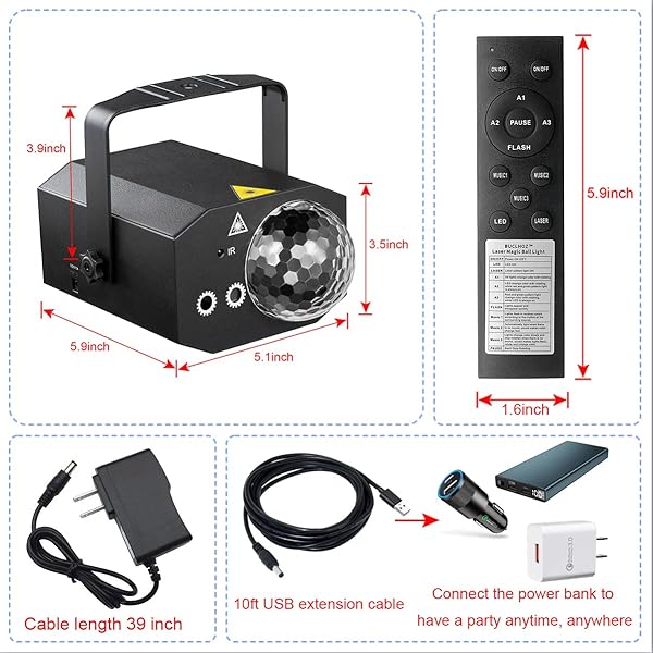 Buclhoz DJ Disco Ball Light: Sound Activated RGB Strobe for Parties, Raves, Weddings & More! - Image 6