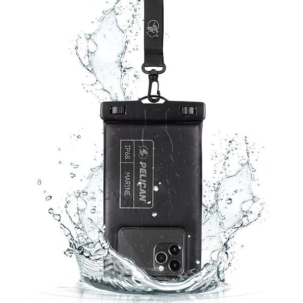Pelican Marine IP68 Waterproof Phone Pouch - Floating Case for iPhone 16/15/14/13 & Galaxy S24 - Detachable Lanyard Included