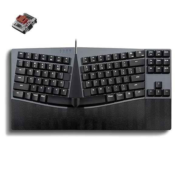 Perixx Perixx PERIBOARD-335BR Wired Ergonomic Mechanical Compact Keyboard - Low-Profile Brown Tactile Switches - Programmable Feature with Macro Keys - Compatible with Windows and Mac OS X - US English