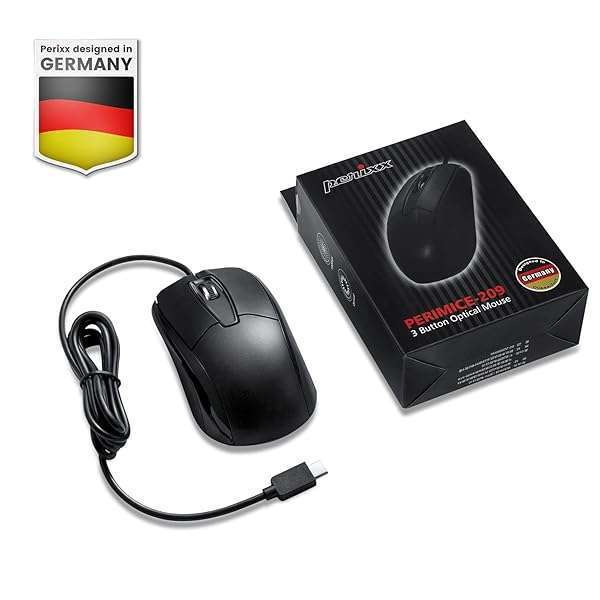 Perixx PERIMICE-209C USB Type C Wired Optical Mouse - 5.9 Ft Cable, 1000 DPI, Black - Perfect for Home & Office Use - Image 8