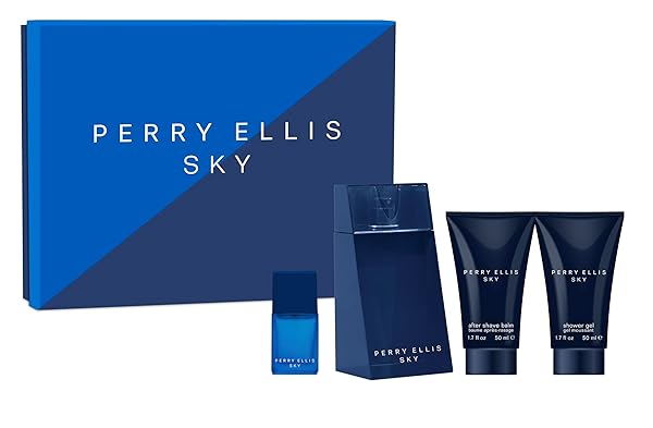 Perry Ellis Fragrances Shop Perry Ellis Sky 4-Piece Men's Gift Set: Eau de Toilette, Aftershave, Shower Gel & Travel Spray