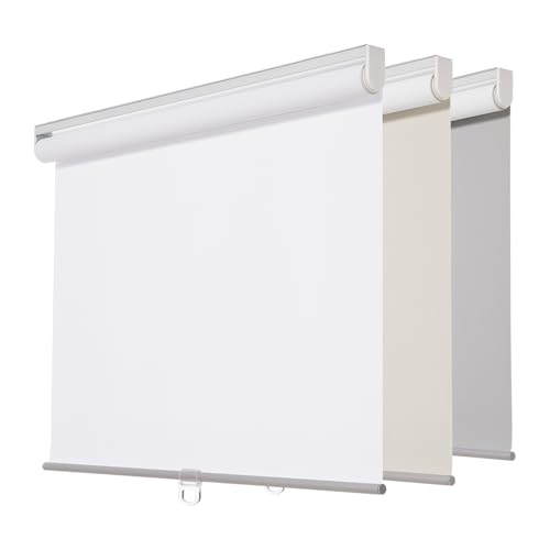 Persilux Custom Cut 100% Blackout Roller Shades Cordless Window Blinds 27x72 White UV Protection Energy Saving for Home Office Living Room Bedroom - Image 2