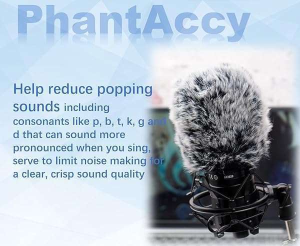 PhantAccy Furry Pop Filter for Audio-Technica AT-2020/2035/2040/2050/2500/4040 - Wind & Noise Reduction Mic Cover - Image 3
