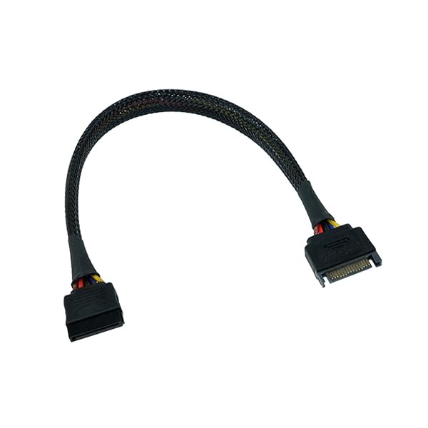 Phobya 30cm SATA Power Extension Cable - Sleek Black Sleeved Design for Optimal Performance