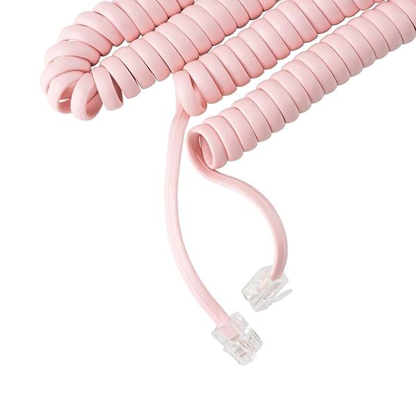 Ladies Pink 15ft Phone Cord for Landline Phones Tangle-Free Handset Curly Telephone Cord Easy to Use Excellent Sound Quality for Home or Office - Image 3