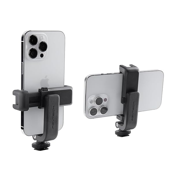 Phone iPhone Tripod Mount Holder with 2 Cold Shoe Mount(Upgraded Version), Support Vertical and Horizontal Shooting, 2.36 to 3.62 inches, Compatible