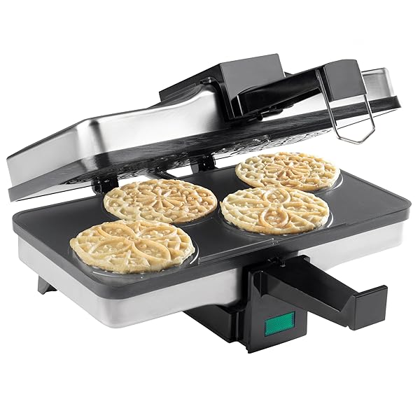 CucinaPro Piccolo Pizzelle Baker: Nonstick Electric Press for 4 Mini Cookies - Perfect Italian Dessert & Housewarming Gift!