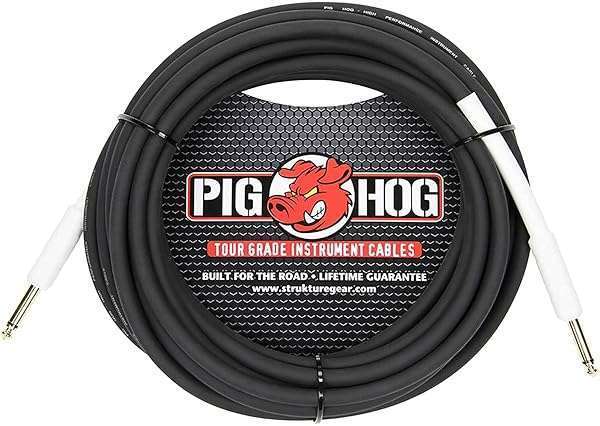 "Pig Hog PH25 25ft High Performance 8mm 1/4" Guitar Cable - Durable & Reliable Sound"