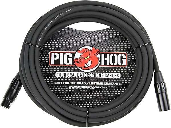 Pig Hog PHM15 15ft High Performance 8mm XLR Microphone Cable - Durable Black Audio Solution