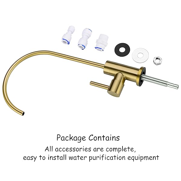 Pirooso Brushed Brass Water Filter Faucet, Drinking Water Faucet, 360° Swivel Kitchen Sink Water Filter Faucet, Fits Most Reverse Osmosis Units or Under Sink Water Filtration System, Brushed Gold - Image 8