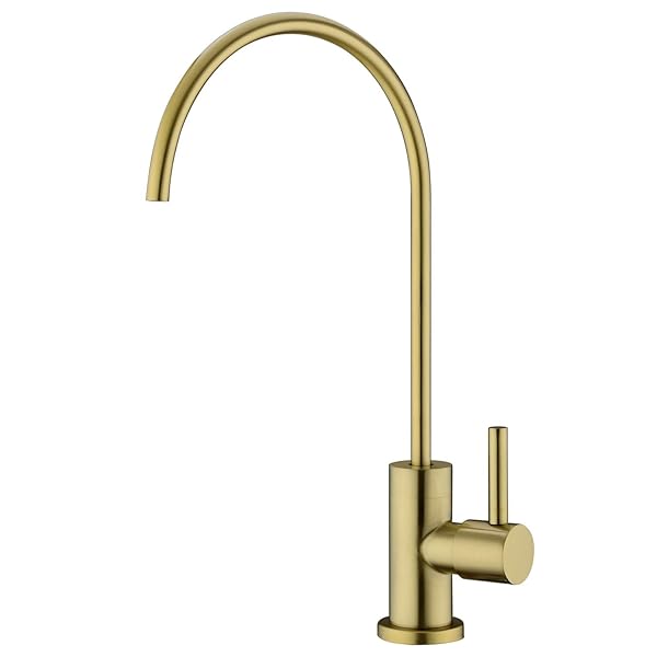 Pirooso Pirooso Brushed Brass Water Filter Faucet, Drinking Water Faucet, 360° Swivel Kitchen Sink Water Filter Faucet, Fits Most Reverse Osmosis Units or Under Sink Water Filtration System, Brushed Gold
