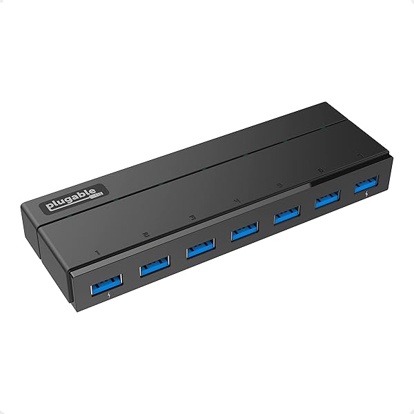 Plugable Plugable 7-Port USB 3.0 Hub with 36W Power Adapter - Fast, Driverless Device Connection & Data Transfer