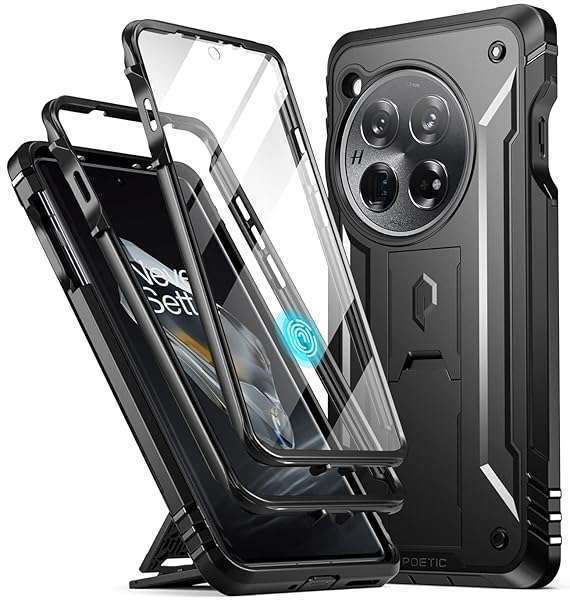 Poetic Revolution Case for OnePlus 12 5G (2024) - Rugged, Shockproof, Built-in Screen Protector & Kickstand