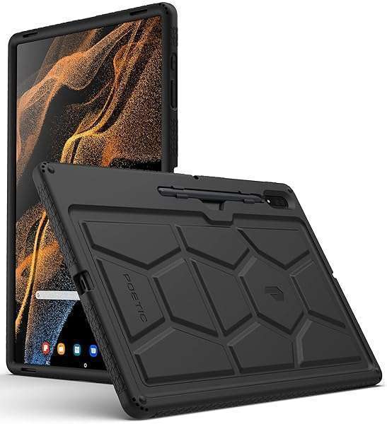 Poetic TurtleSkin Case for Samsung Galaxy Tab S8 Ultra - Heavy Duty Shockproof Silicone Cover for Kids