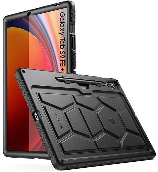 Poetic TurtleSkin Case for Samsung Galaxy Tab S9 FE+ (2023) - Heavy Duty, Shockproof, Kids-Friendly Silicone Cover with S Pen Holder
