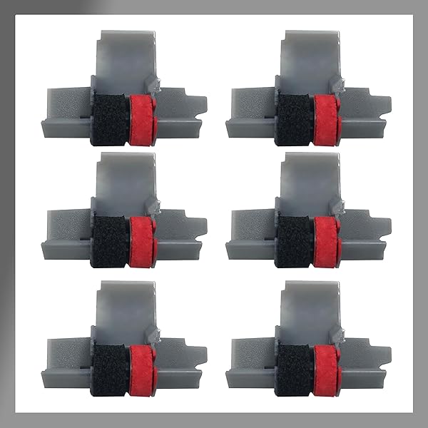 Pokanic IR-40T Black and Red Ink Roller Ribbon Cartridge Replacement for Canon Casio Sharp Citizen Calculators 6 Pack