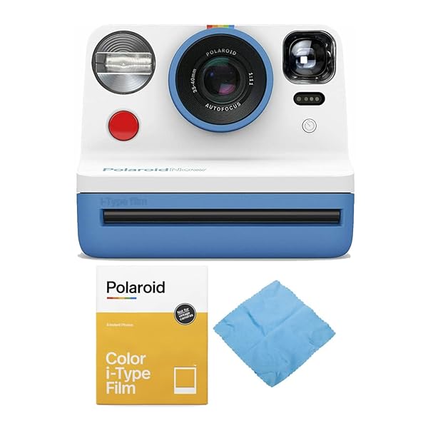 Polaroid Originals Now Viewfinder i-Type Instant Camera Bundle (Blue) with Film & Cleaning Cloth - Capture Memories Instantly! - Image 2