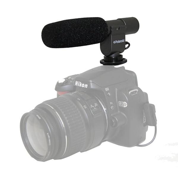Polaroid Professional Grade DSLR & Camcorder Microphone - High-Quality Sound in Black