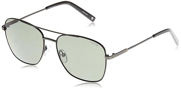 Shop Polaroid Men's PLD 2068/S/X Square Sunglasses - Black/Polarized Green, 58mm, 17mm | Stylish UV Protection