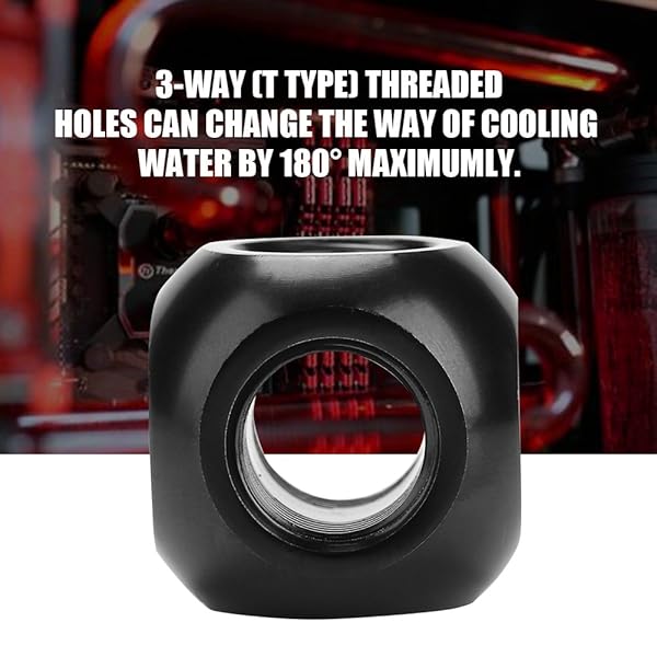 Pomya Computer Water Cooling Spherical 3 Way T-Type Connector G1/4 Threaded Adapter Black Silver for PC Cooling System - Image 3