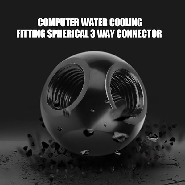 Pomya Computer Water Cooling Spherical 3 Way T-Type Connector G1/4 Threaded Adapter Black Silver for PC Cooling System - Image 7