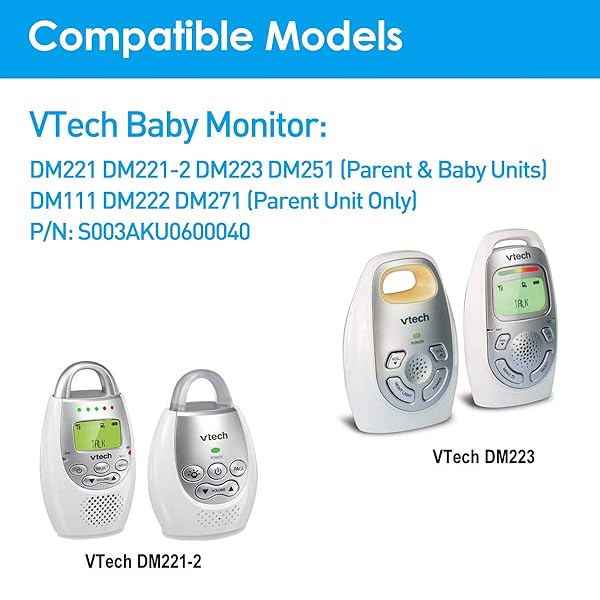 VTech DM221 DM223 DM251 Power Cord & Charger - UL Listed 6.0V Adapter for Baby Monitors (6.6ft) - Compatible with DM111 DM112 DM222 DM271 - Image 3