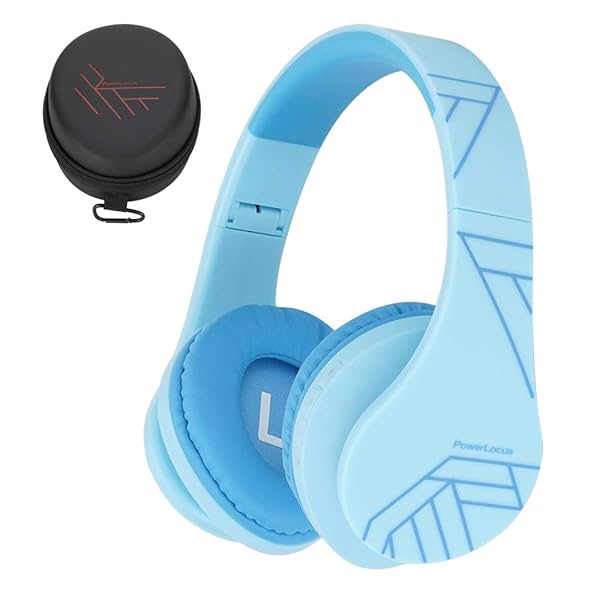 PowerLocus Kids Bluetooth Headphones: Safe 85DB, Foldable, Microphone & Carry Case for Online Classes & More