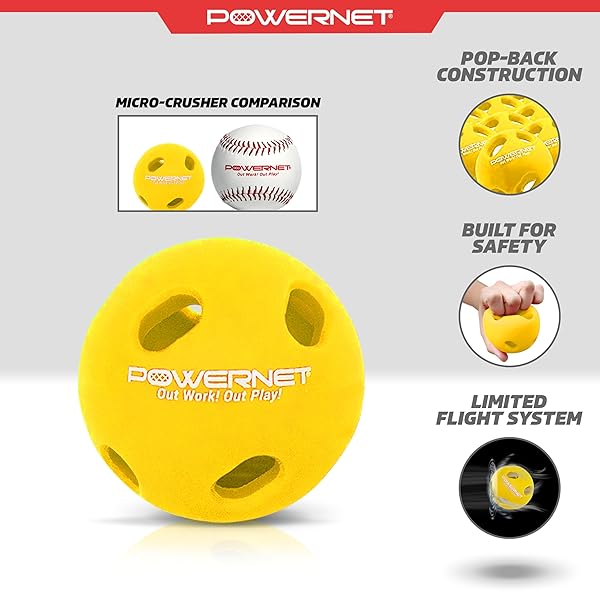 PowerNet Micro Crusher Training Baseballs - 12PK for Speed, Power & Coordination in Batting Practice - Image 4