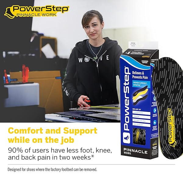 PowerStep Pinnacle Work Insoles for Arch Support in Work Boots Ideal for Standing All Day Orthotic Solution for Men - Image 2