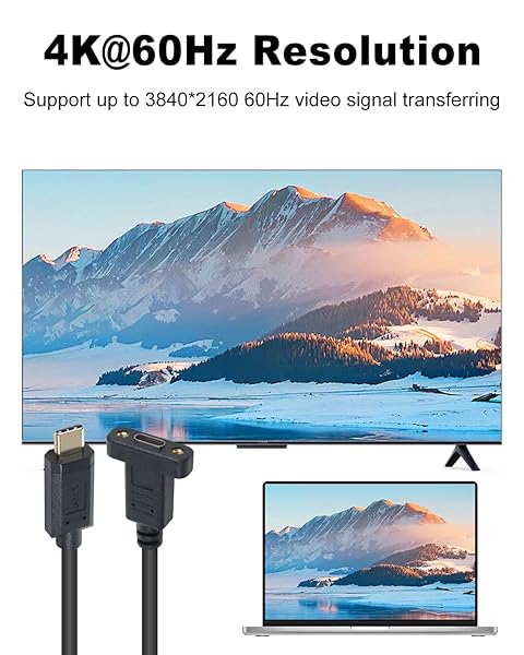 High-Speed Poyiccot USB 3.1 Type C Extension Cable - 10Gbps, 60W, 1ft Male to Female for Data & Sync - Image 5