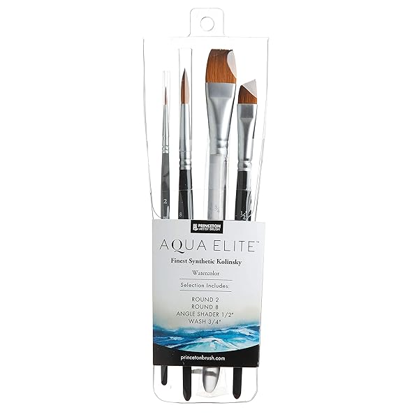 Princeton Aqua Elite Series 4850: Premium 4-Piece Synthetic Kolinsky Watercolor Brush Set