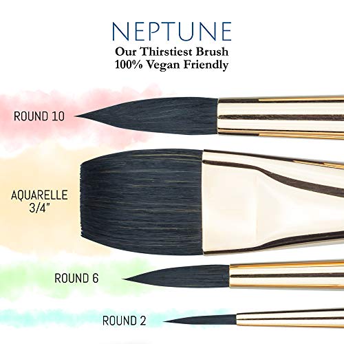 Princeton Neptune 4750 Series Watercolor Brush Set - 4pc Soft Synthetic Squirrel Brushes for Artists - Image 3