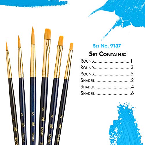 Princeton Real Value Series 9100 Paint Brush Sets for Acrylic, Oil & Watercolor - Syn-Gold Taklon Sizes 1, 3, 5, Shader 2, 4, 6 - Image 5