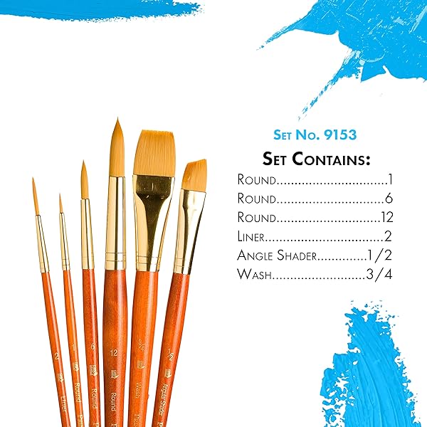 Princeton Real Value Series 9100 Paint Brush Sets for Acrylic, Oil & Watercolor - Syn-Gold Taklon Brushes (Rnd, Liner, Shader, Wash) - Image 4