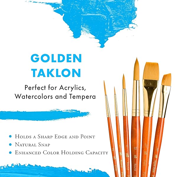 Princeton Real Value Series 9100 Paint Brush Sets for Acrylic, Oil & Watercolor - Syn-Gold Taklon Brushes (Rnd, Liner, Shader, Wash) - Image 5