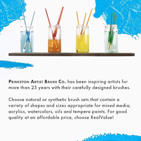 Princeton Real Value Series 9100 Paint Brush Sets for Acrylic, Oil & Watercolor - Syn-Gold Taklon Brushes (Rnd, Liner, Shader, Wash) - Image 7